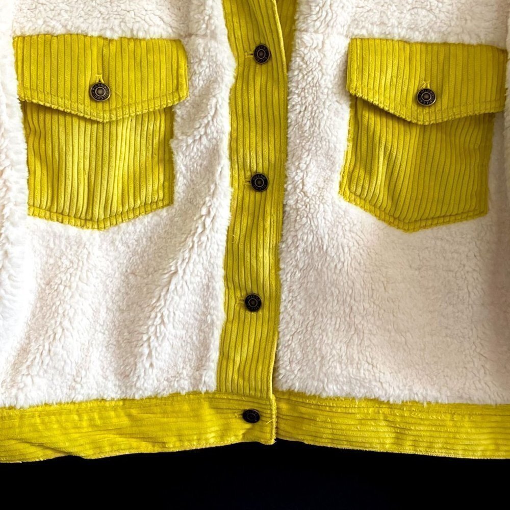 Anthropologie Leslie Sherpa Jacket Size M, Ecru, Yellow NWT - Picture 7 of 16